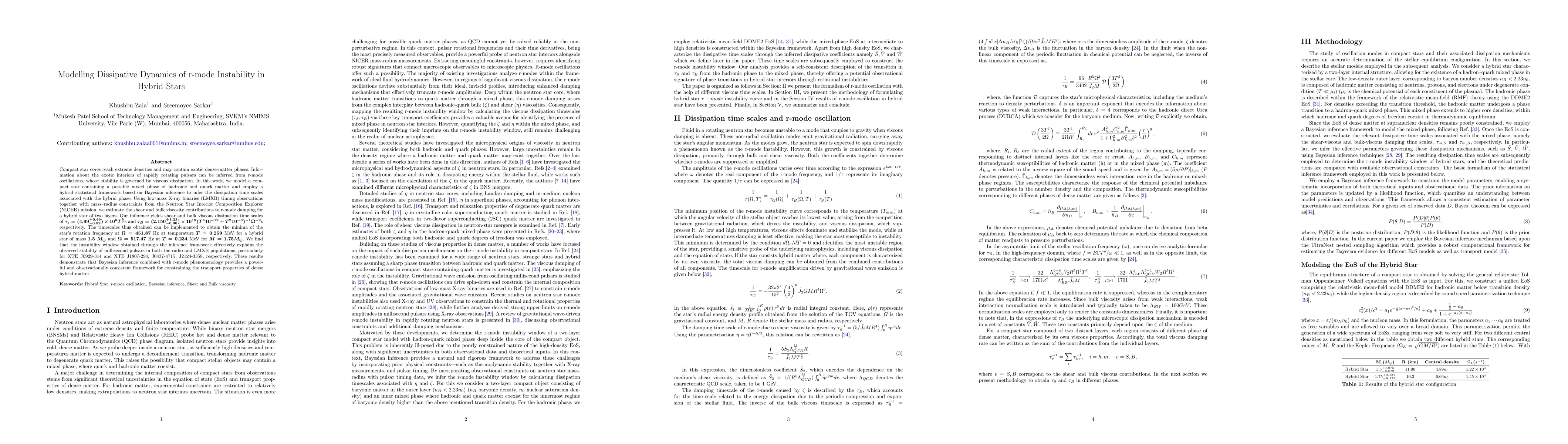 Thumbnail for Modelling Dissipative Dynamics of r-mode Instability in Hybrid Stars