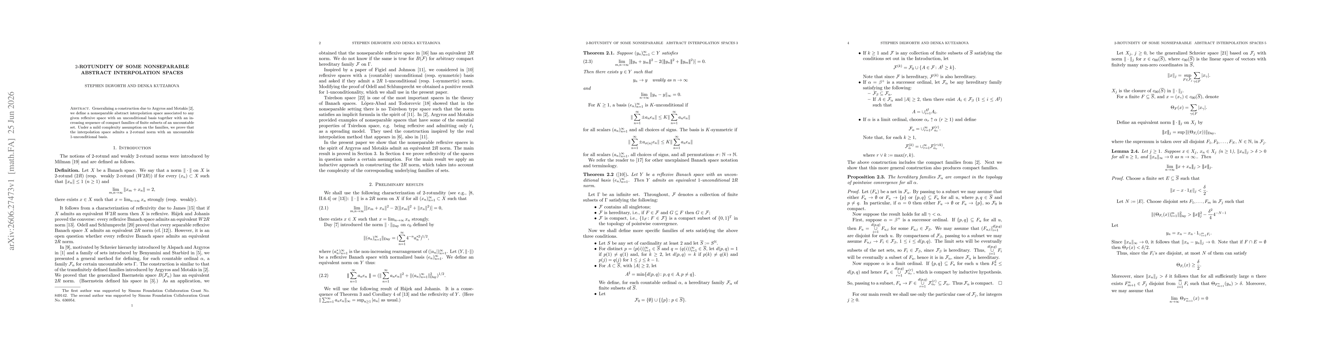 Thumbnail for $2$-rotundity of some nonseparable abstract interpolation spaces