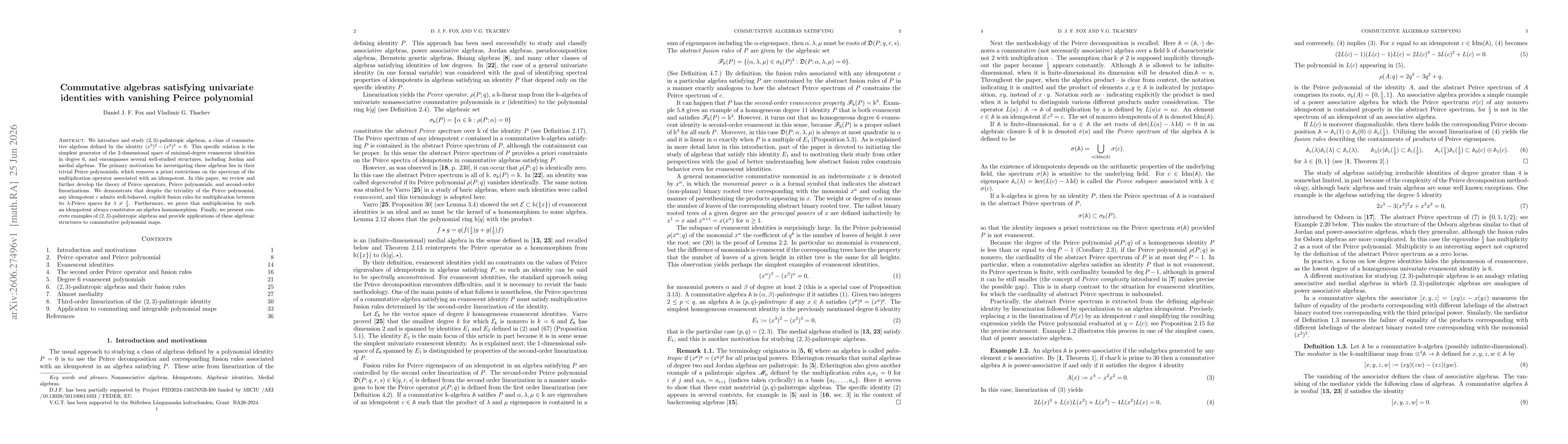 Thumbnail for Commutative algebras satisfying univariate identities with vanishing Peirce polynomial