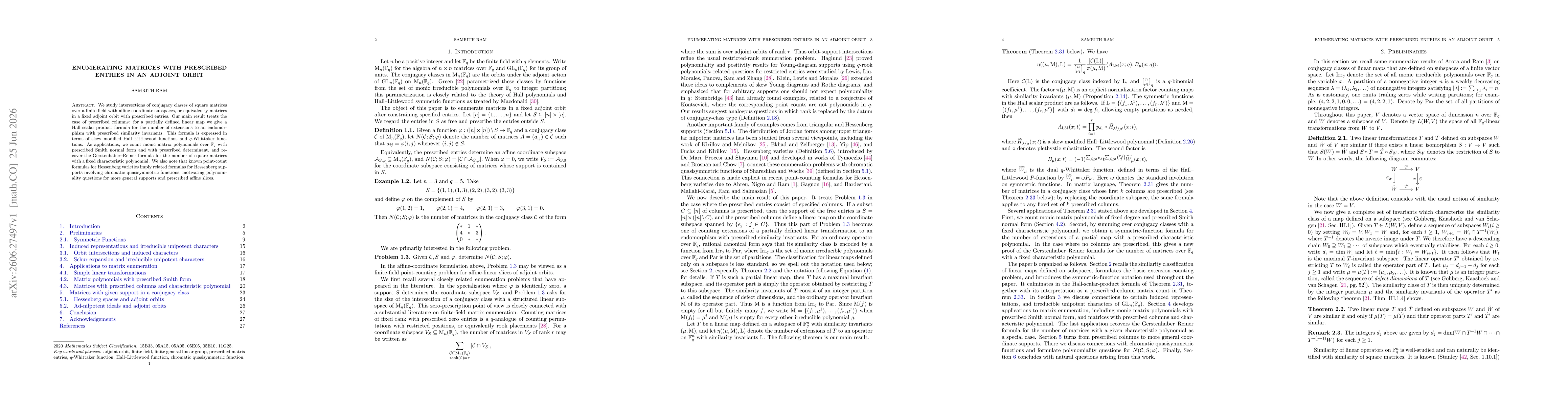 Thumbnail for Enumerating matrices with prescribed entries in an adjoint orbit