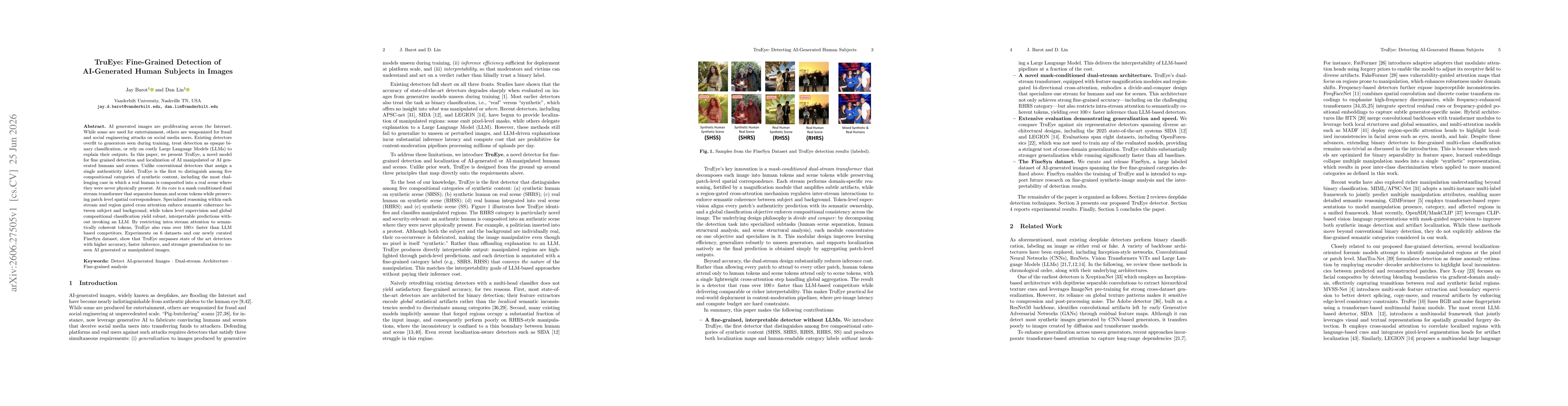 Thumbnail for TruEye: Fine-Grained Detection of AI-Generated Human Subjects in Images