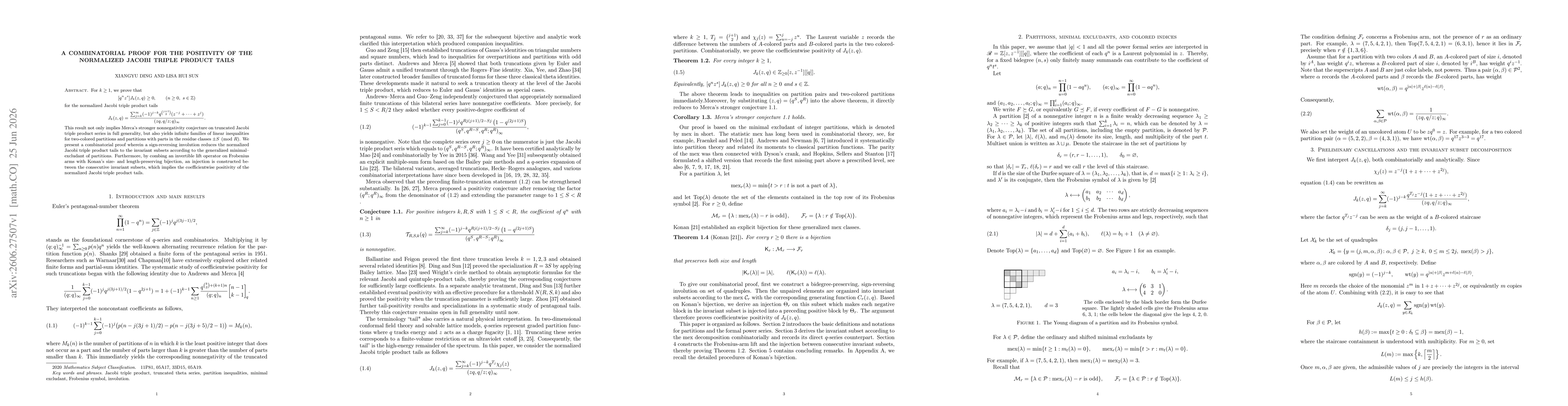 Thumbnail for A combinatorial proof for the positivity of the normalized Jacobi triple product tails