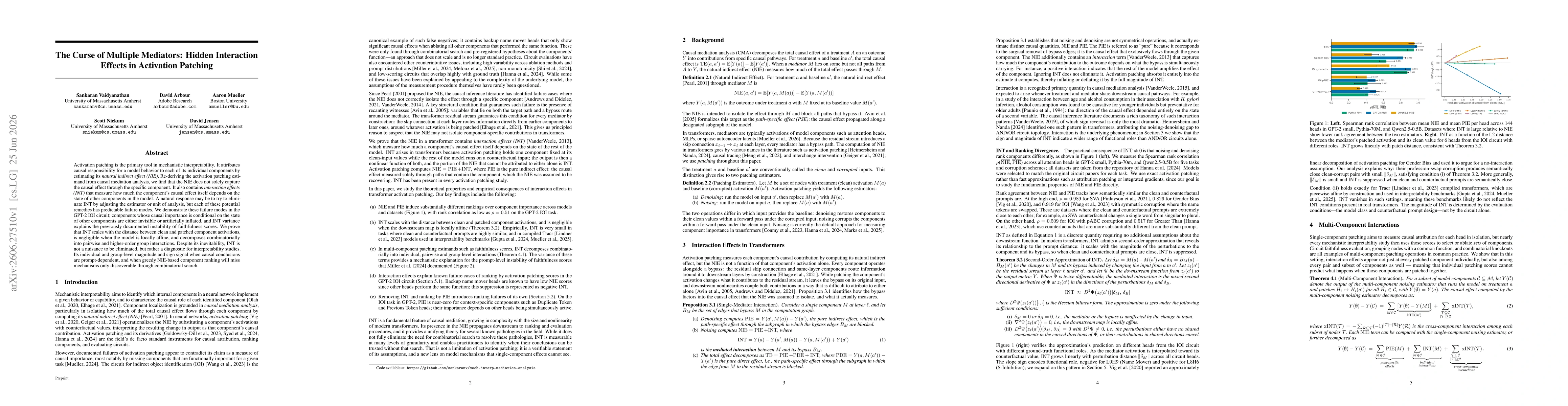 Thumbnail for The Curse of Multiple Mediators: Hidden Interaction Effects in Activation Patching