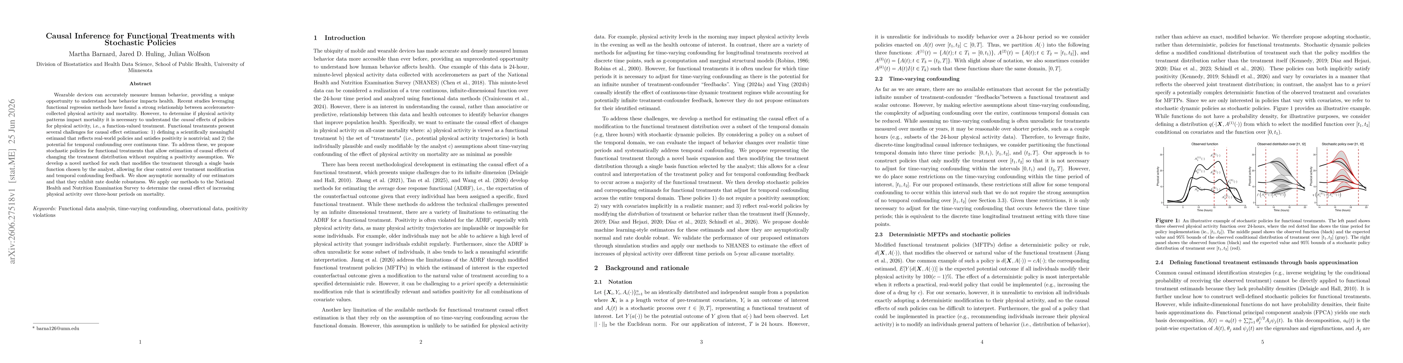 Thumbnail for Causal Inference for Functional Treatments with Stochastic Policies