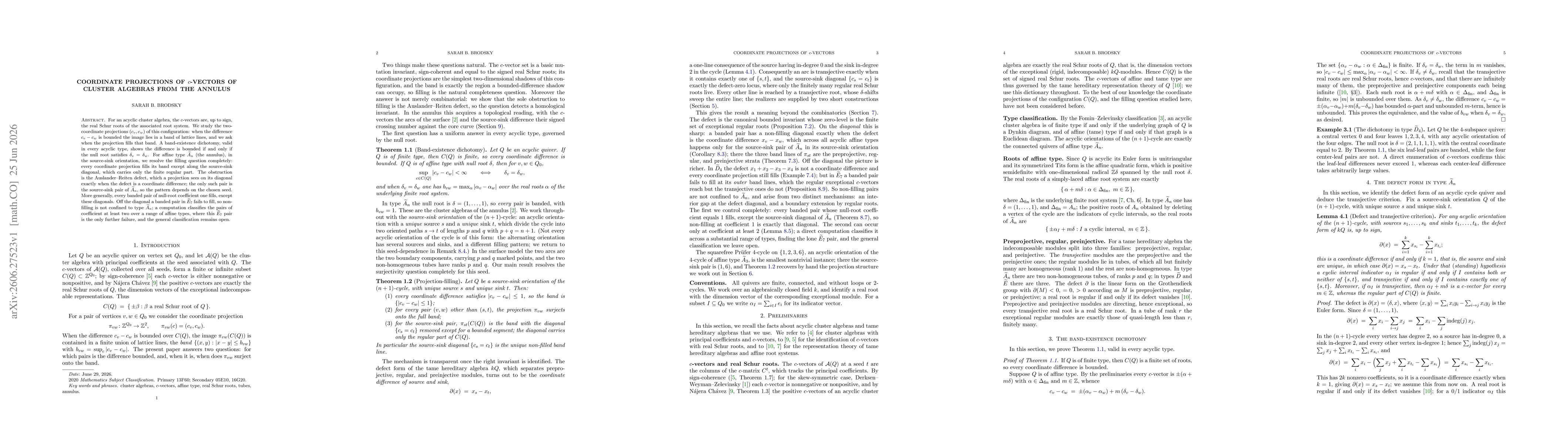 Thumbnail for Coordinate projections of $c$-vectors of cluster algebras from the annulus