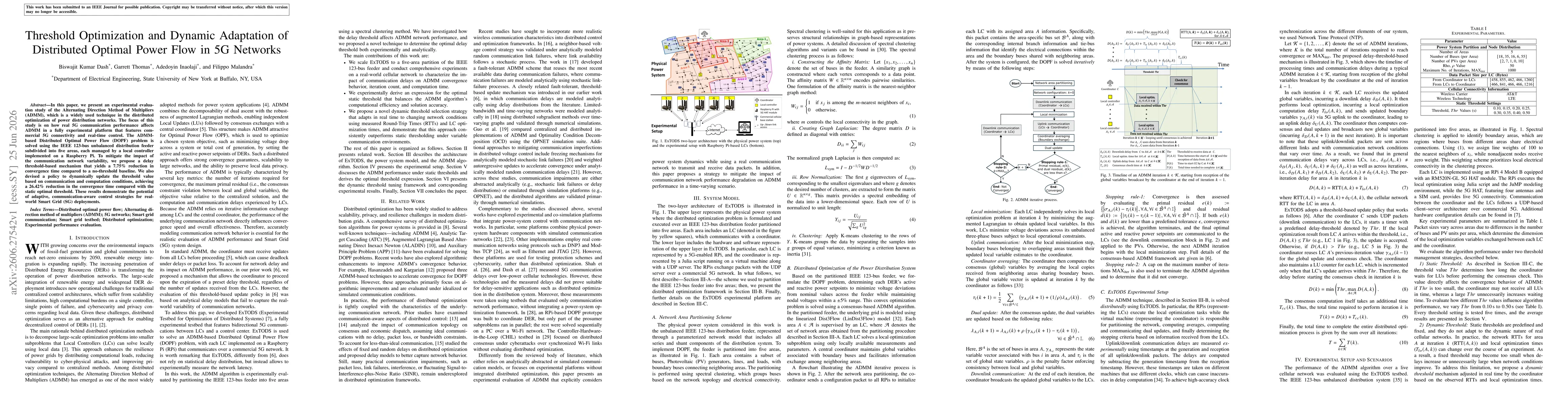Thumbnail for Threshold Optimization and Dynamic Adaptation of Distributed Optimal Power Flow in 5G Networks