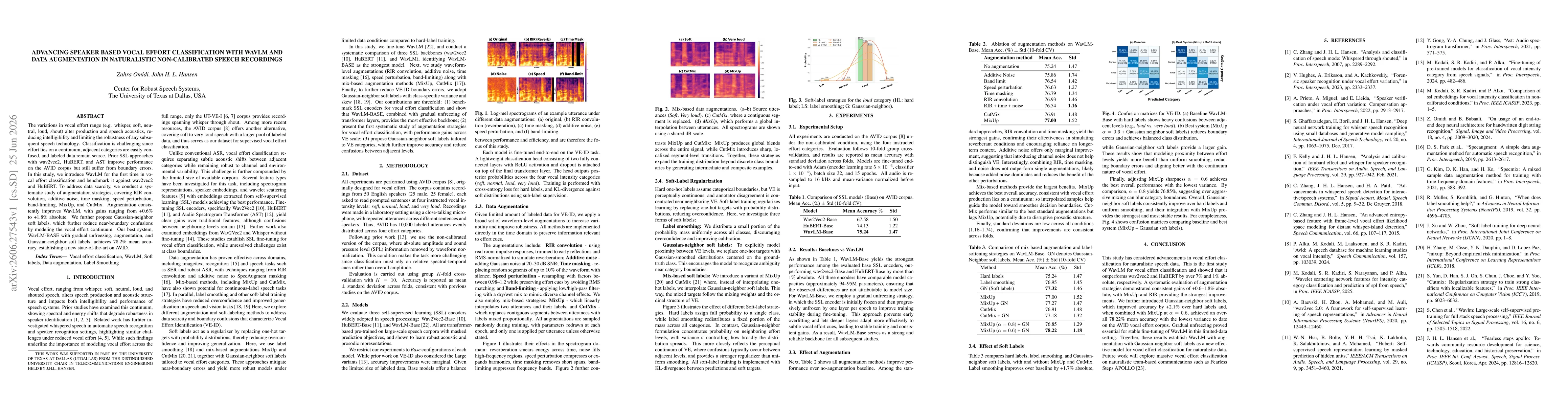 Thumbnail for Advancing Speaker-Based Vocal Effort Classification with WavLM and Data Augmentation in Naturalistic Non-Calibrated Speech Recordings