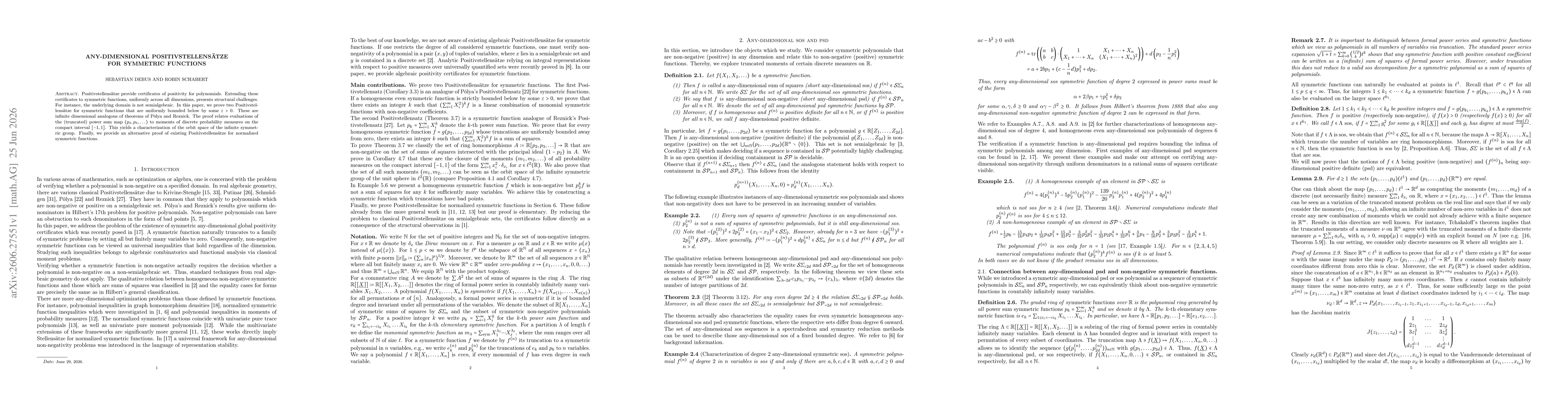 Thumbnail for Any-dimensional Positivstellensätze for symmetric functions