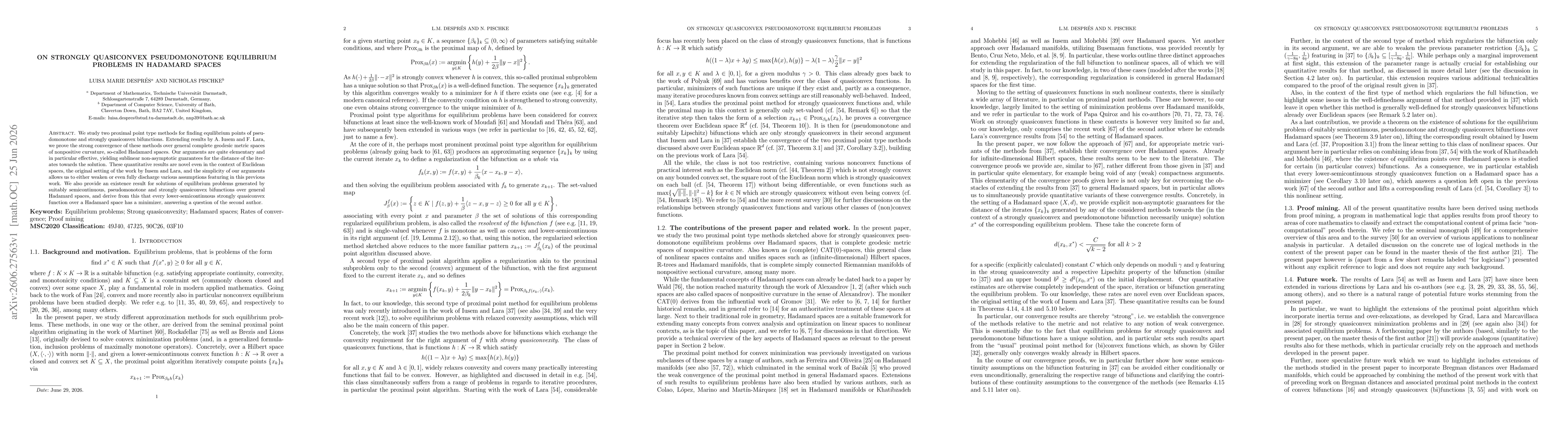 Thumbnail for On strongly quasiconvex pseudomonotone equilibrium problems in Hadamard spaces
