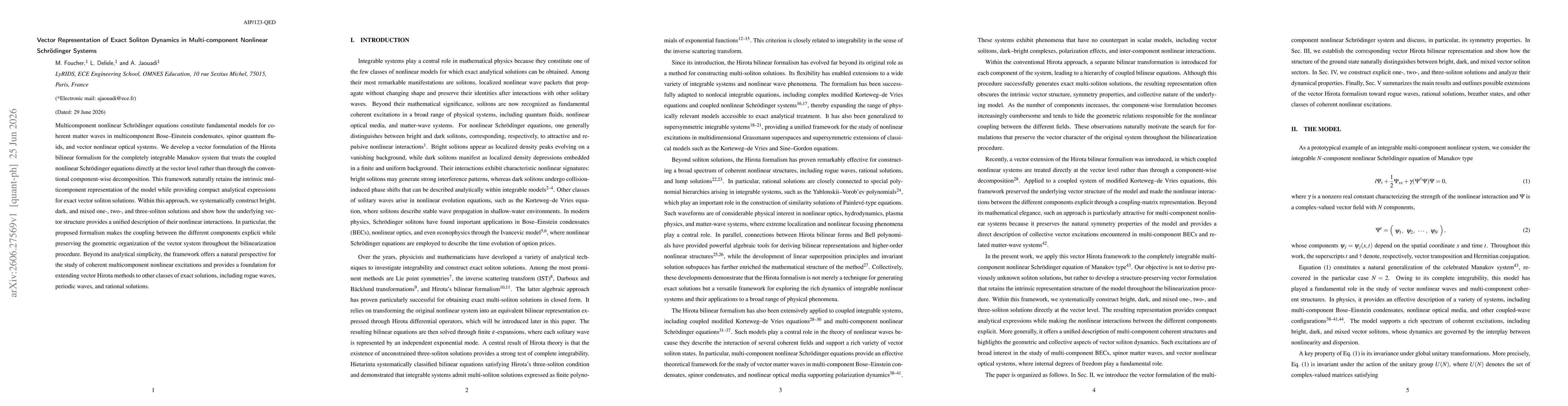 Thumbnail for Vector Representation of Exact Soliton Dynamics in Multi-component Nonlinear Schrödinger Systems