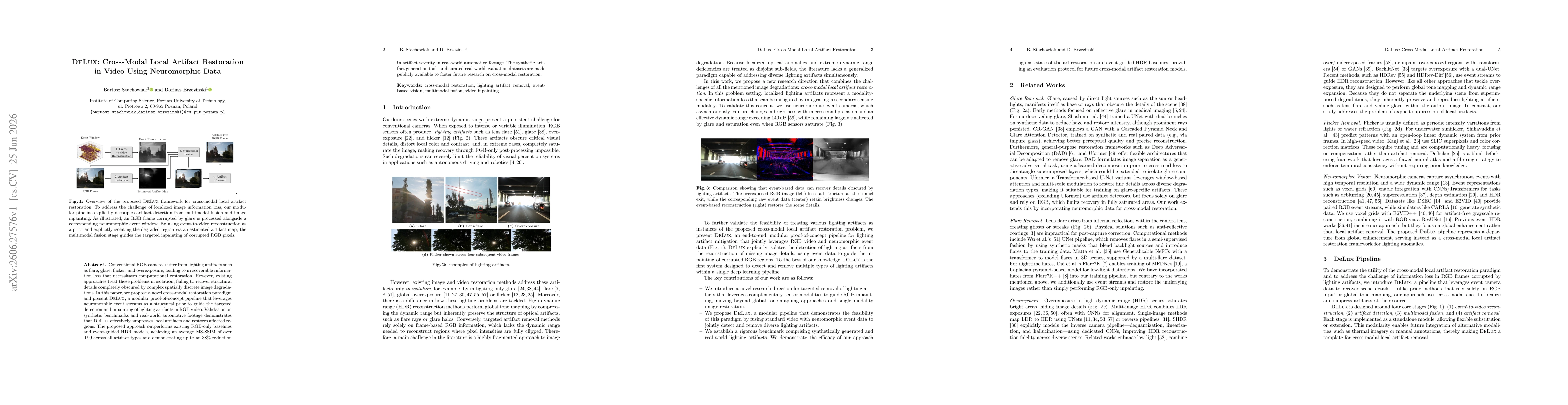 Thumbnail for DeLux: Cross-Modal Local Artifact Restoration in Video Using Neuromorphic Data