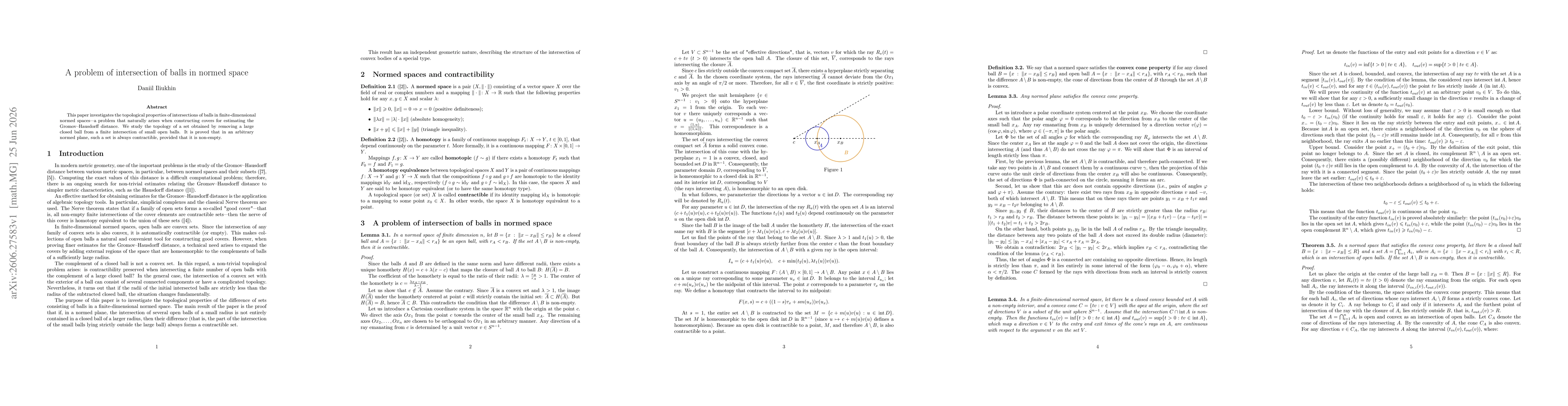 Thumbnail for A problem of intersection of balls in normed space
