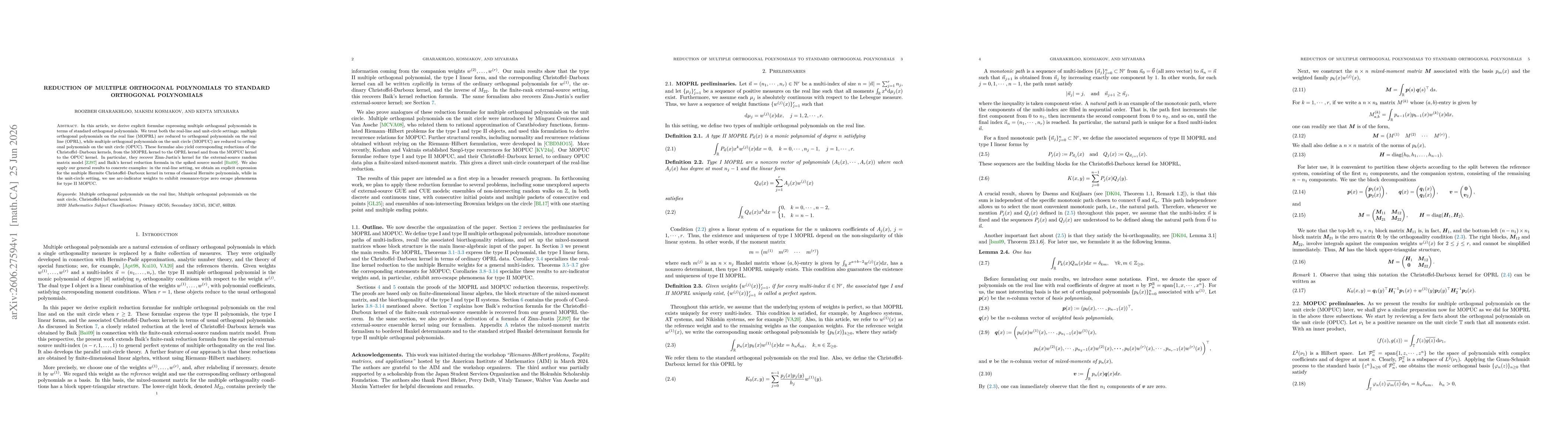 Thumbnail for Reduction of Multiple Orthogonal Polynomials to Standard Orthogonal Polynomials