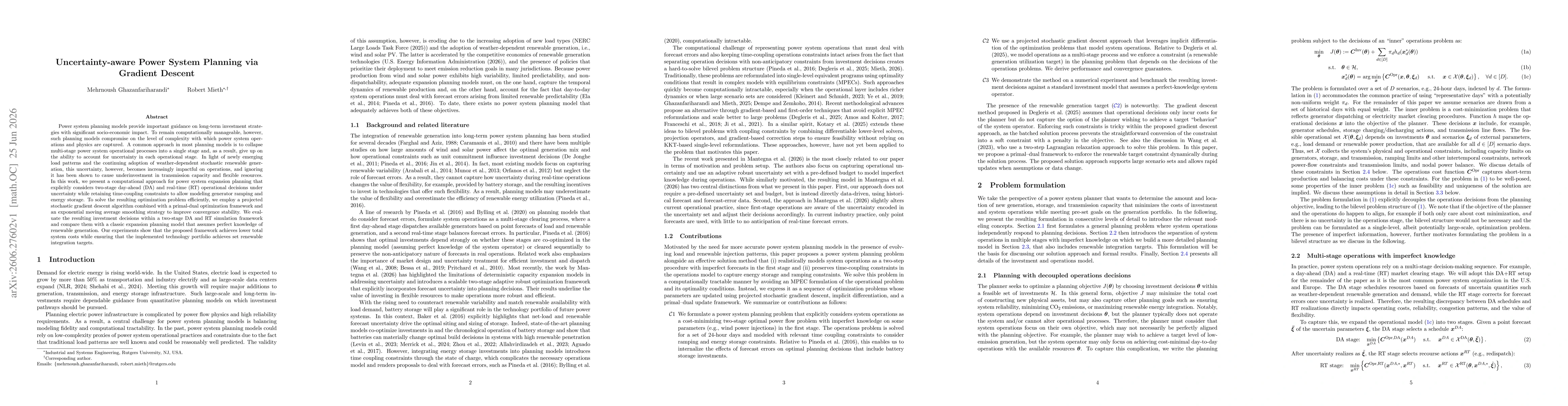 Thumbnail for Uncertainty-aware Power System Planning via Gradient Descent