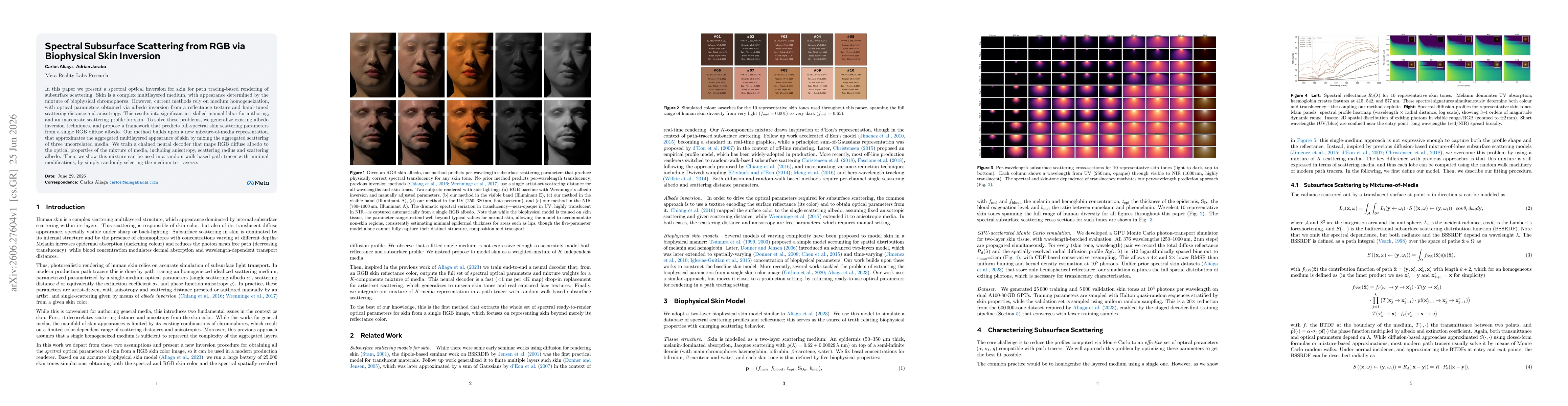 Thumbnail for Spectral Subsurface Scattering from RGB via Biophysical Skin Inversion