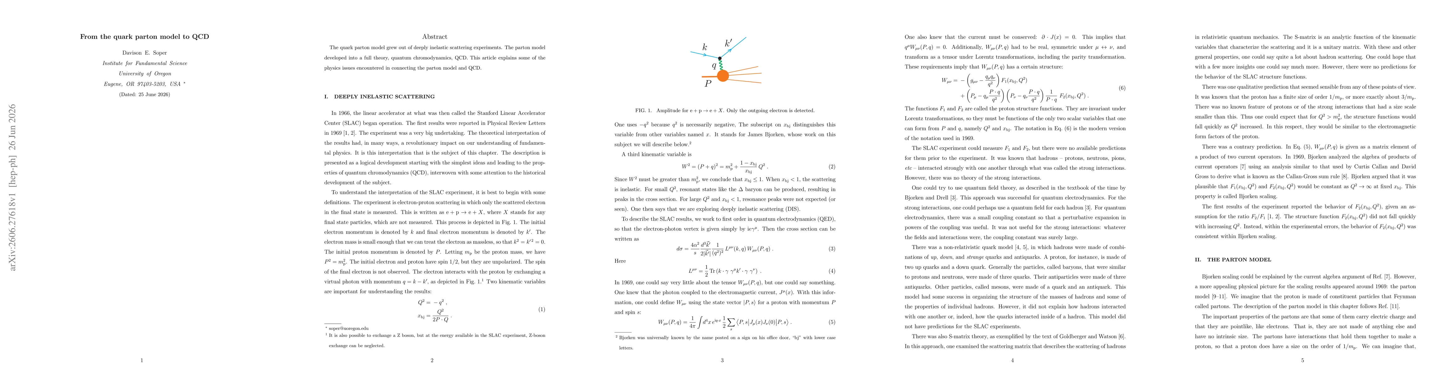Thumbnail for From the quark parton model to QCD