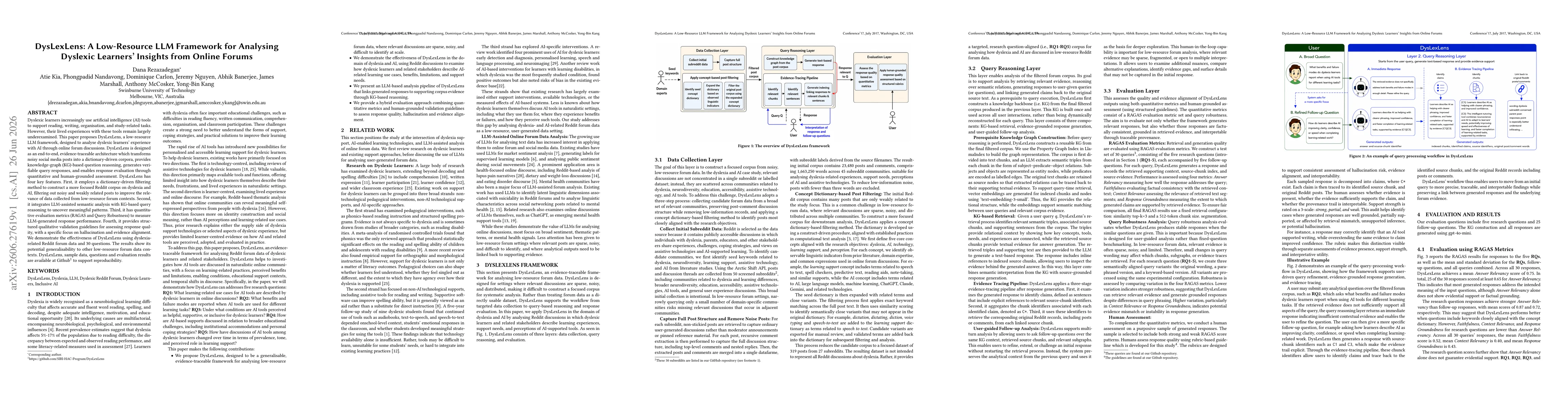 Thumbnail for DysLexLens: A Low-Resource LLM Framework for Analysing Dyslexic Learners Insights from Online Forums