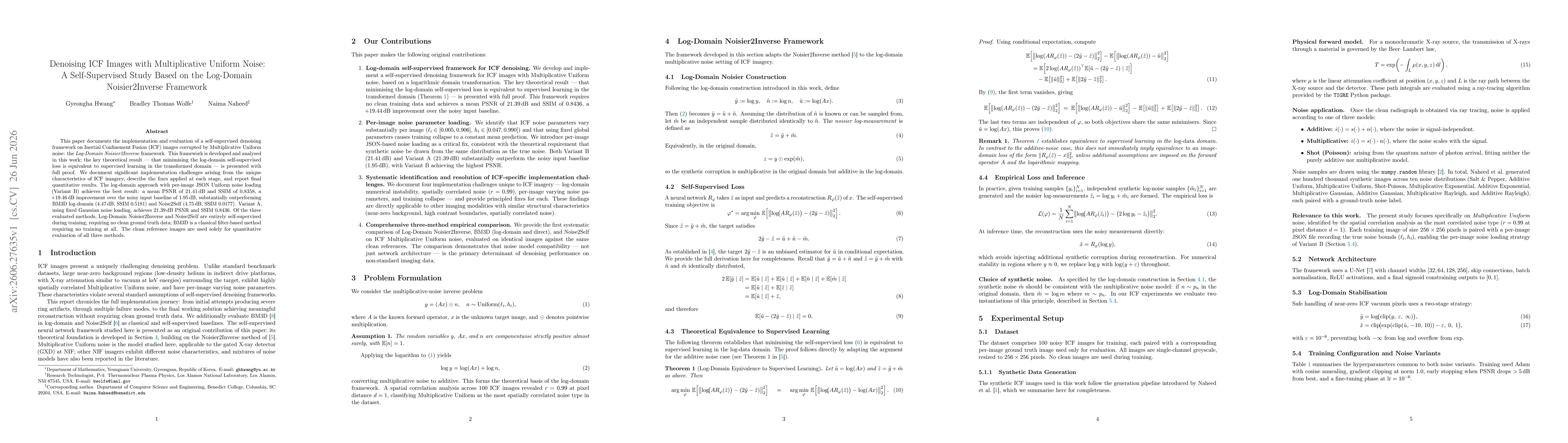Thumbnail for Denoising ICF Images with Multiplicative Uniform Noise: A Self-Supervised Study Based on the Log-Domain Noisier2Inverse Framework