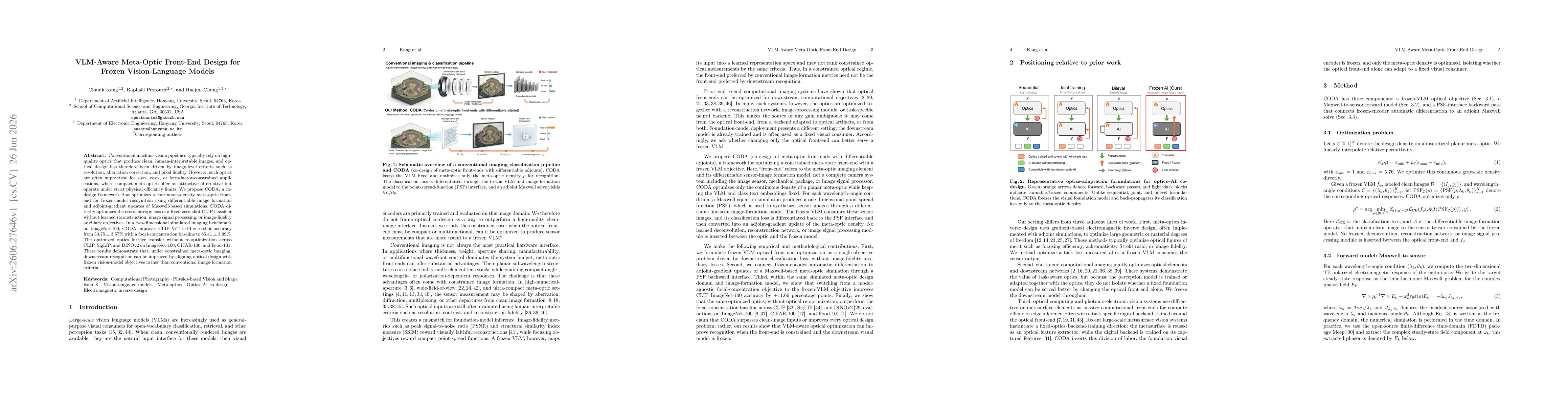 Thumbnail for VLM-Aware Meta-Optic Front-End Design for Frozen Vision-Language Models