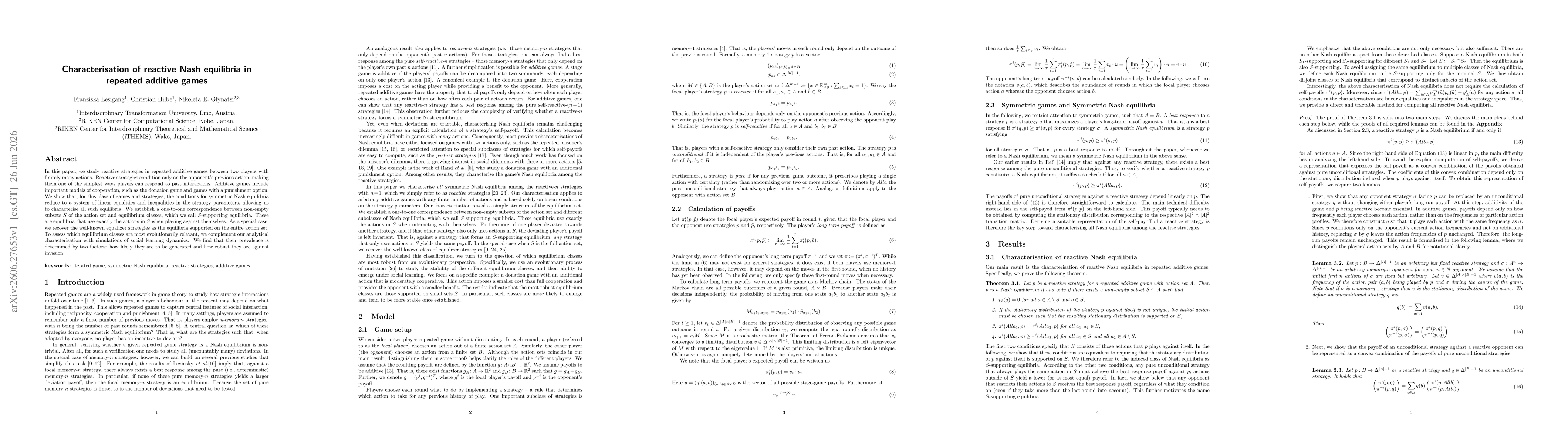 Thumbnail for Characterisation of reactive Nash equilibria in repeated additive games