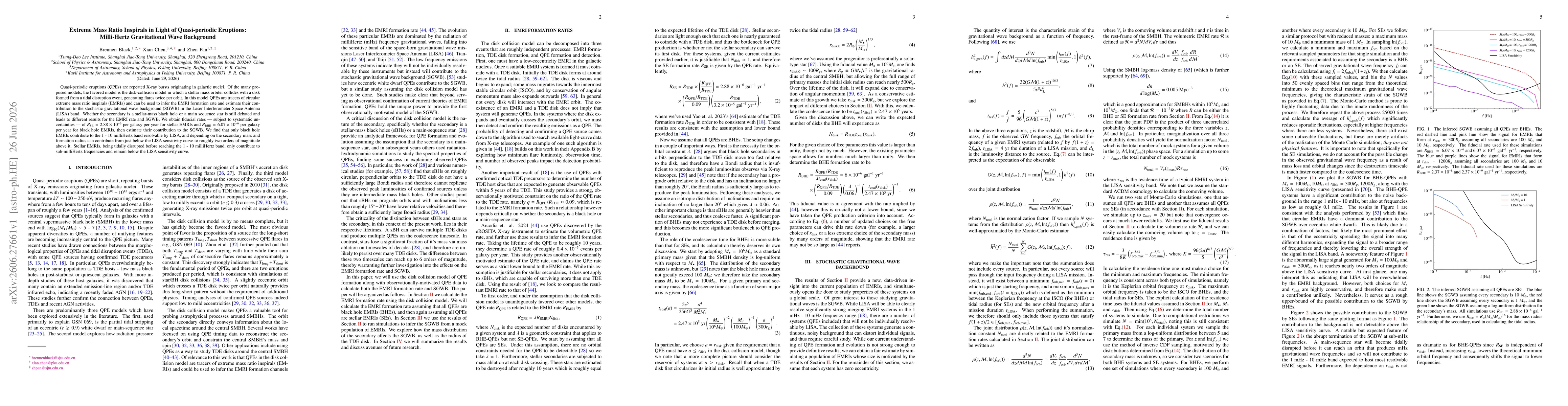 Thumbnail for Extreme Mass Ratio Inspirals in Light of Quasi-periodic Eruptions: Milli-Hertz Gravitational Wave Background