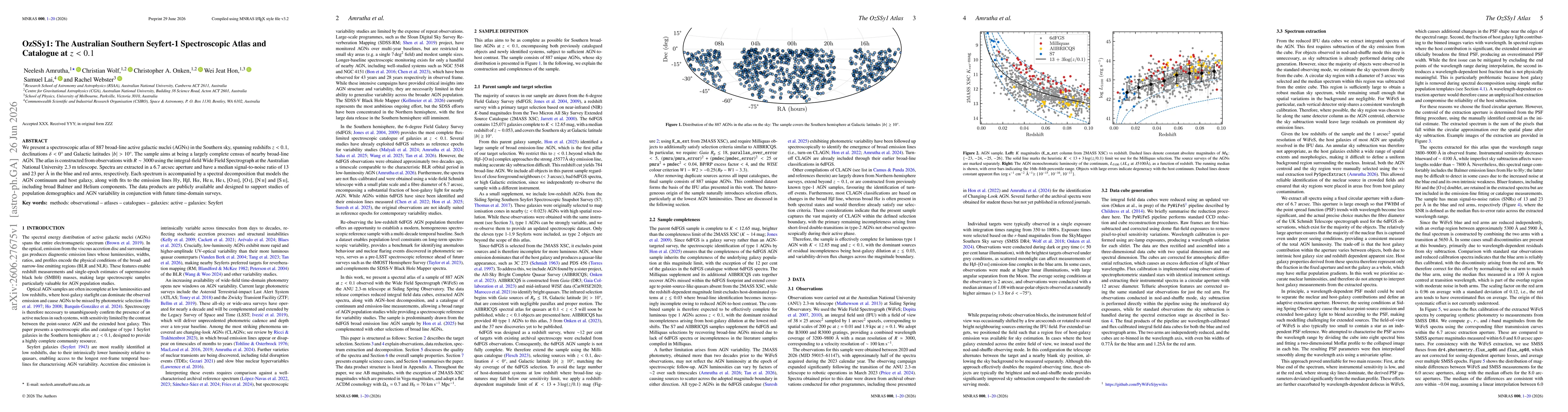 Thumbnail for OzSSy1: The Australian Southern Seyfert-1 Spectroscopic Atlas and Catalogue at z < 0.1