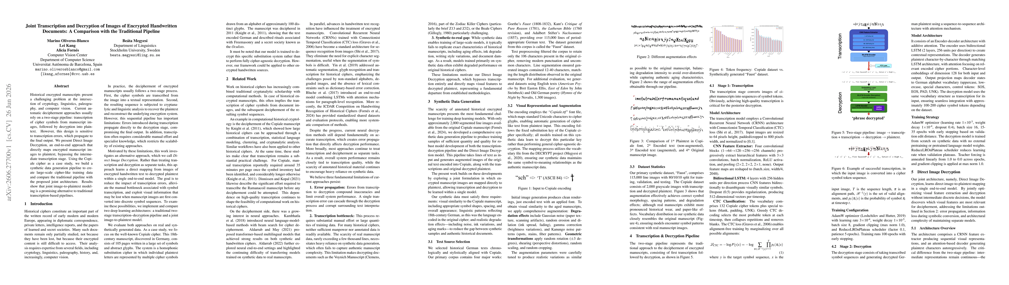 Thumbnail for Joint Transcription and Decryption of Images of Encrypted Handwritten Documents: A Comparison with the Traditional Pipeline