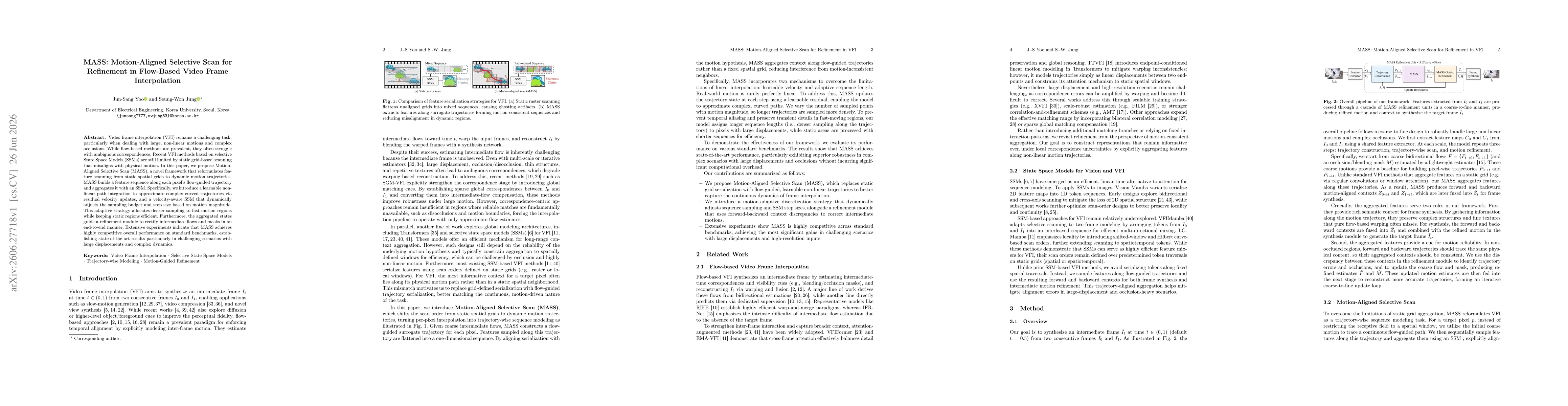 Thumbnail for MASS: Motion-Aligned Selective Scan for Refinement in Flow-Based Video Frame Interpolation