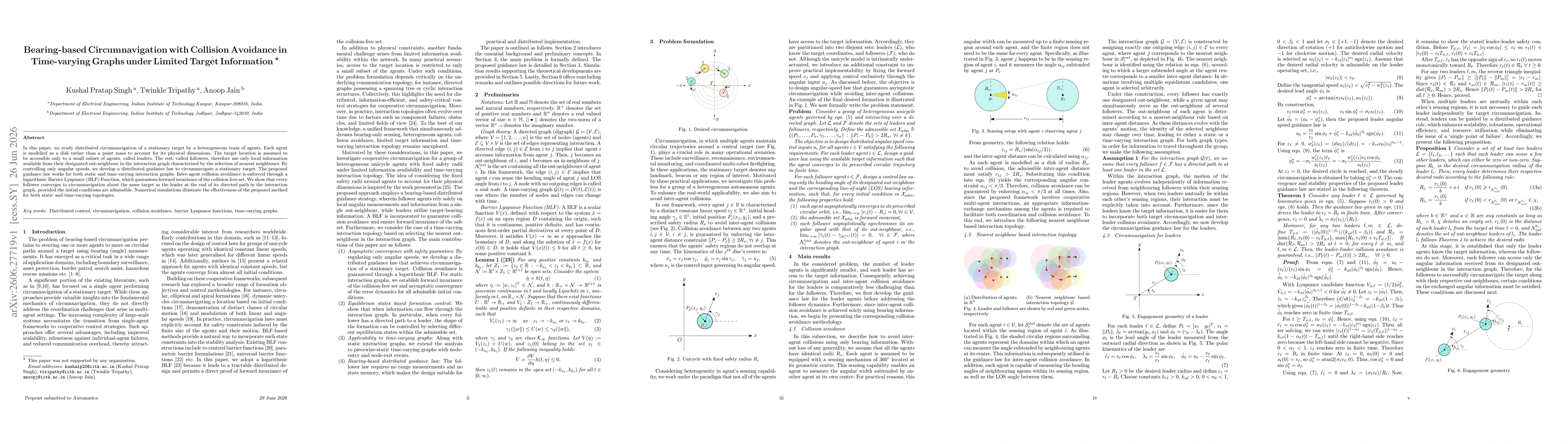 Thumbnail for Bearing-based Circumnavigation with Collision Avoidance in Time-varying Graphs under Limited Target Information