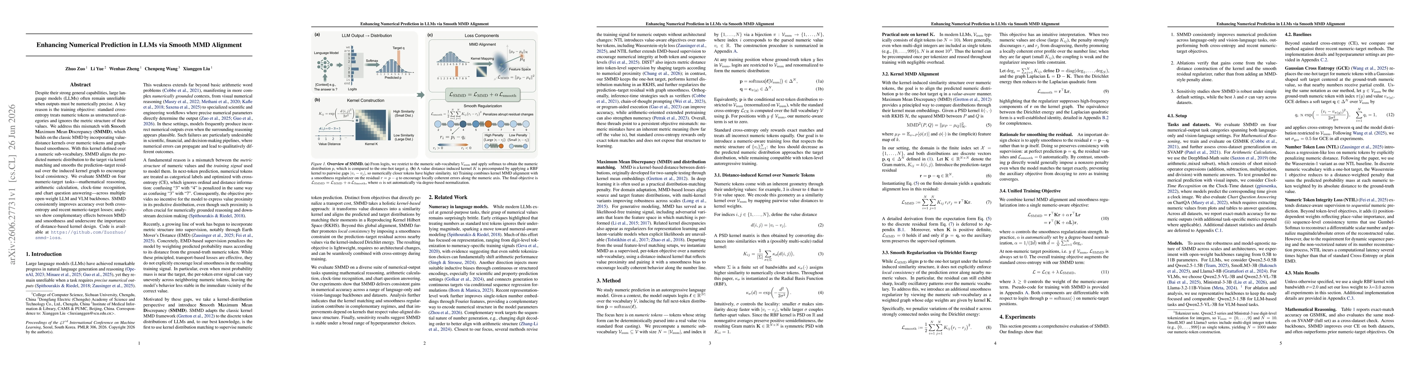 Thumbnail for Enhancing Numerical Prediction in LLMs via Smooth MMD Alignment