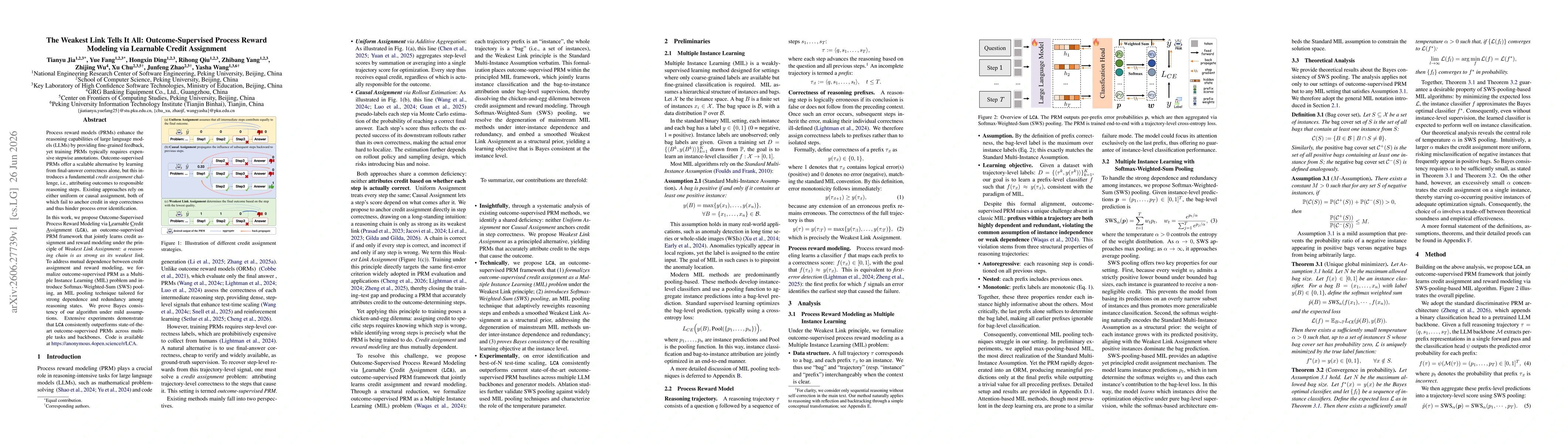 Thumbnail for The Weakest Link Tells It All: Outcome-Supervised Process Reward Modeling via Learnable Credit Assignment