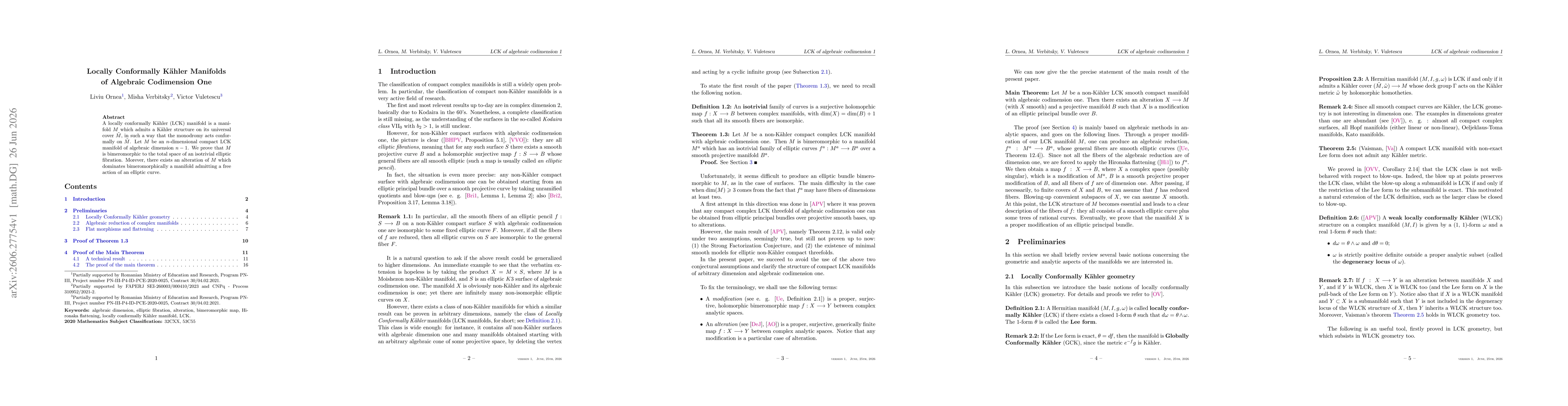 Thumbnail for Locally Conformally Kähler Manifolds of Algebraic Codimension One