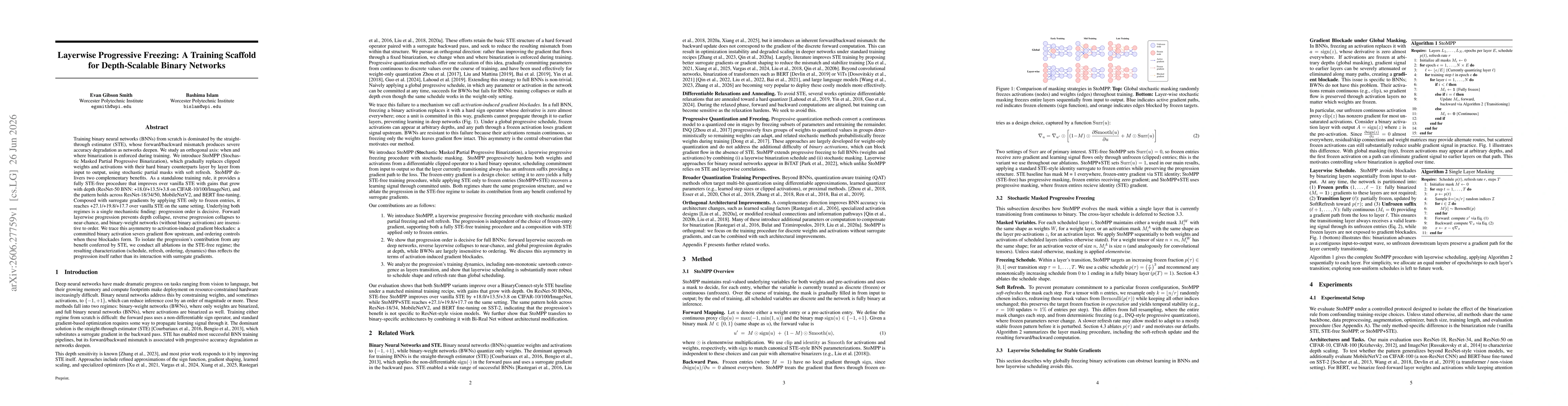 Thumbnail for Layerwise Progressive Freezing: A Training Scaffold for Depth-Scalable Binary Networks