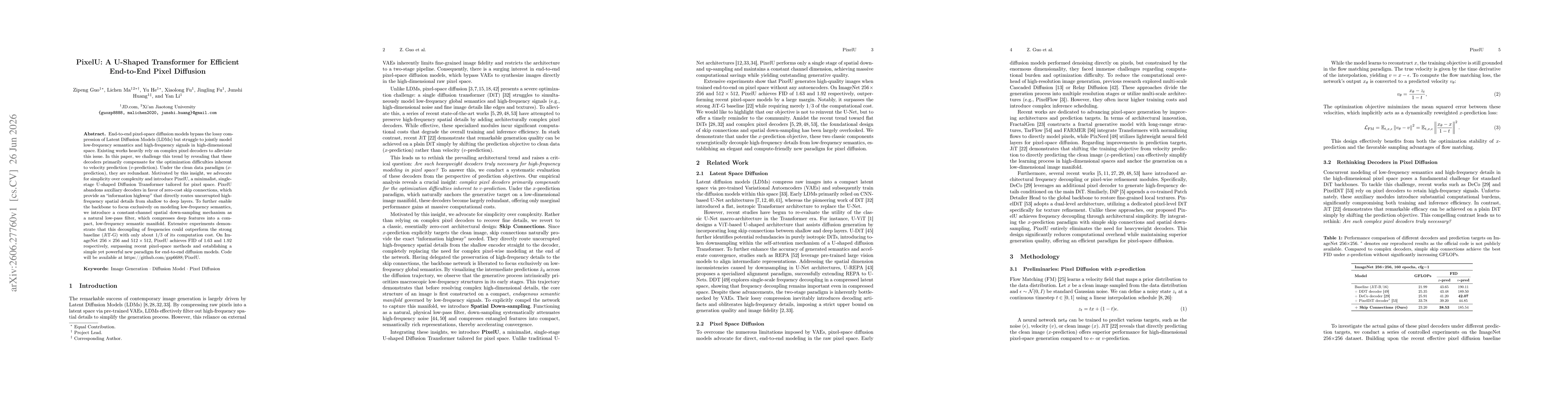 Thumbnail for PixelU: A U-Shaped Transformer for Efficient End-to-End Pixel Diffusion