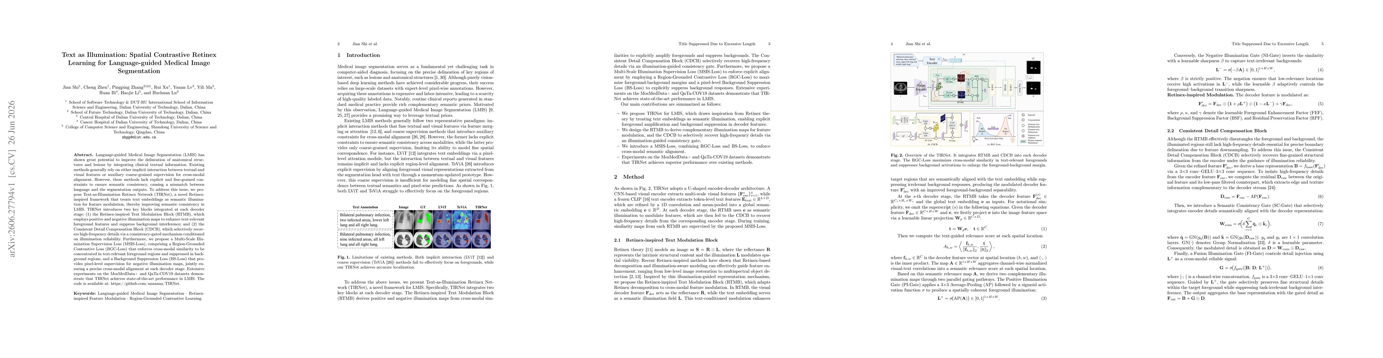 Thumbnail for Text as Illumination: Spatial Contrastive Retinex Learning for Language-guided Medical Image Segmentation