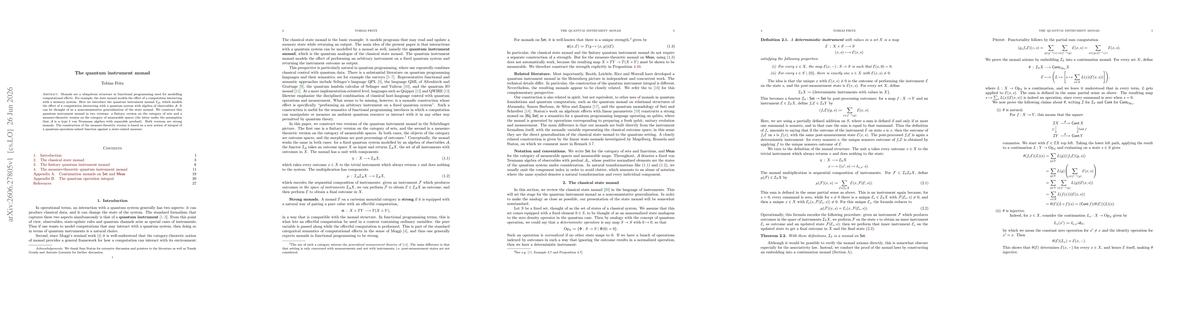 Thumbnail for The quantum instrument monad