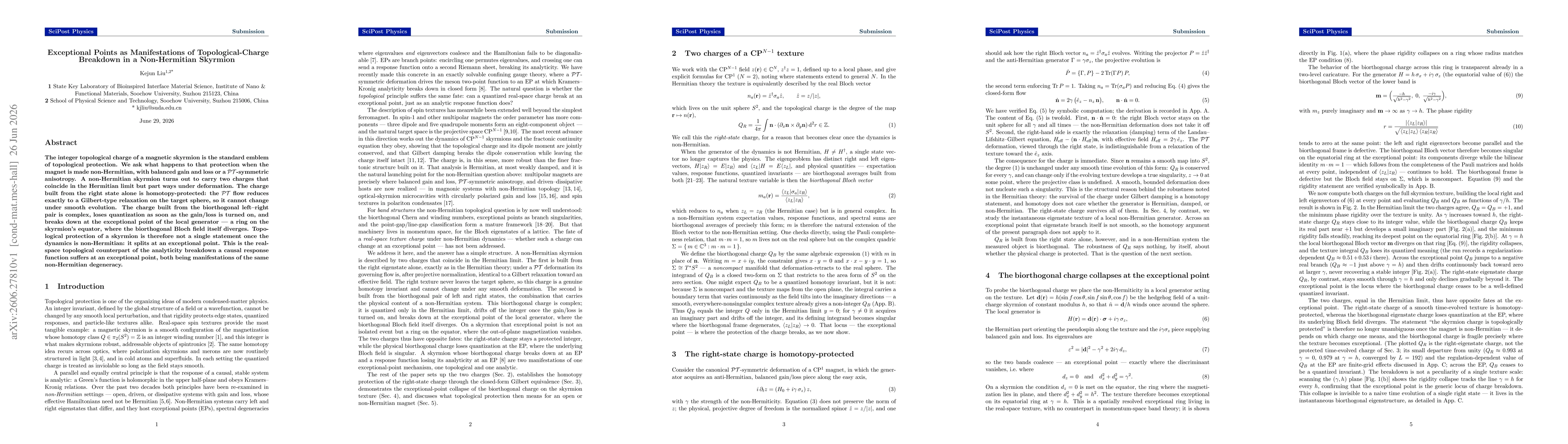Thumbnail for Exceptional Points as Manifestations of Topological-Charge Breakdown in a Non-Hermitian Skyrmion
