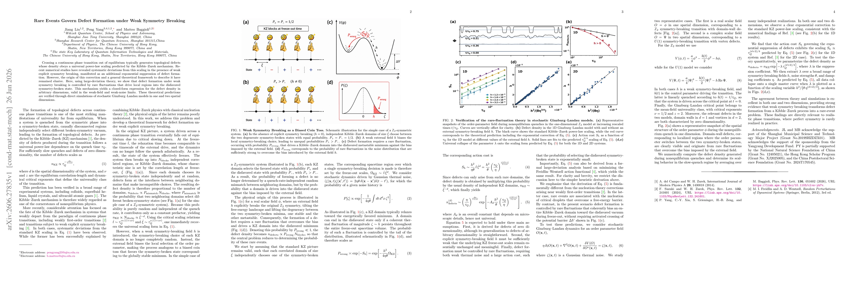 Thumbnail for Rare Events Govern Defect Formation under Weak Symmetry Breaking