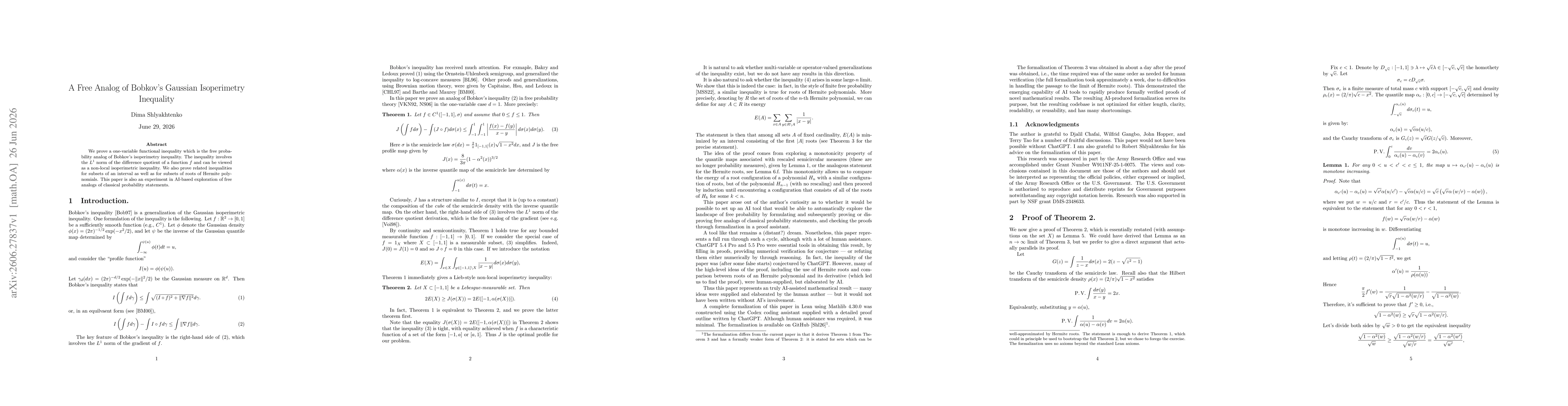 Thumbnail for A Free Analog of Bobkov's Gaussian Isoperimetry Inequality