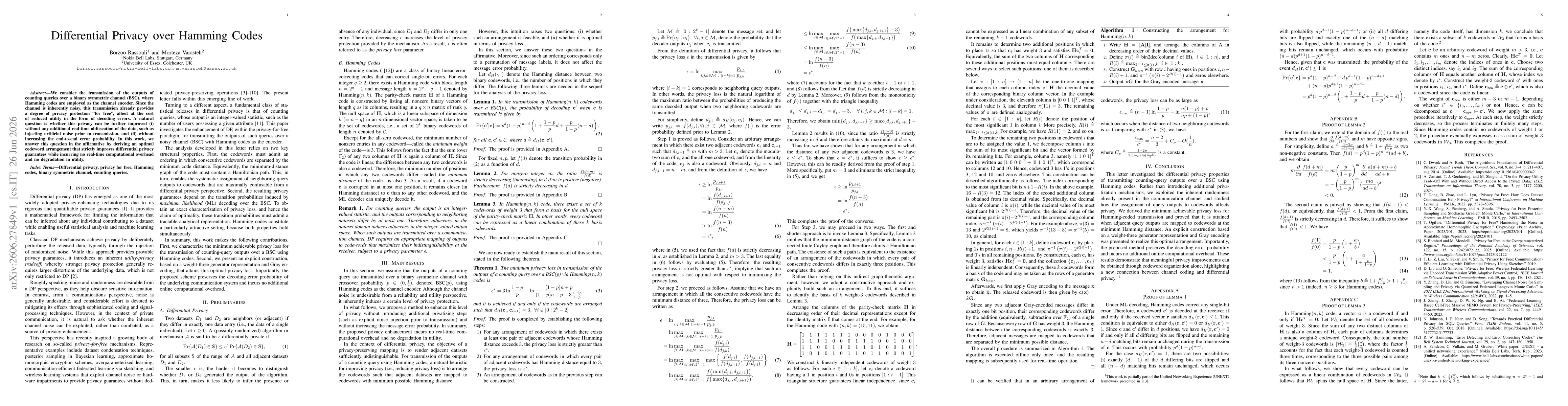 Thumbnail for Differential Privacy over Hamming Codes