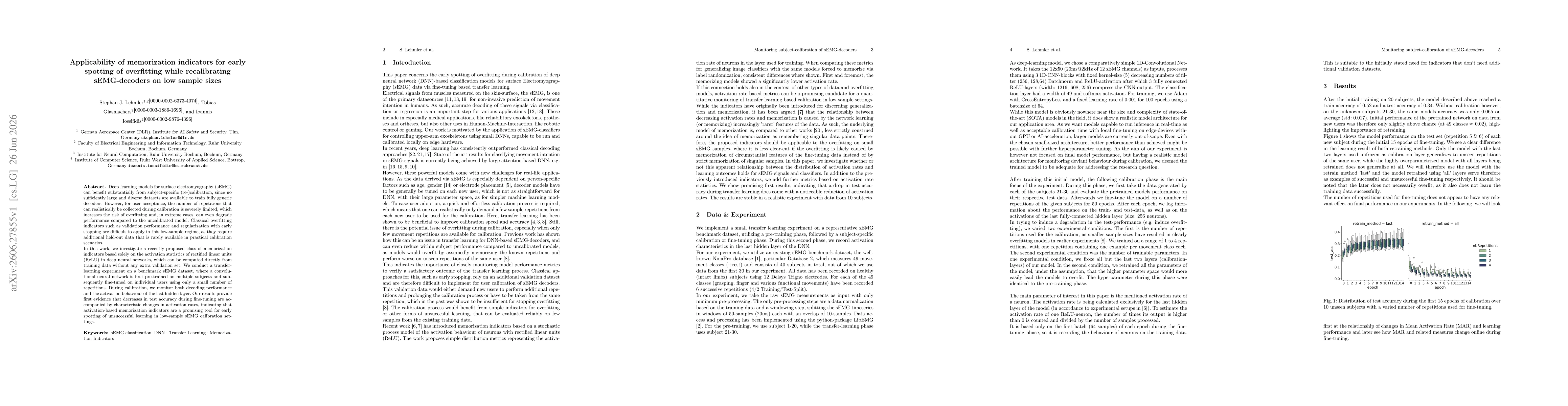 Thumbnail for Applicability of memorization indicators for early spotting of overfitting while recalibrating sEMG-decoders on low sample sizes