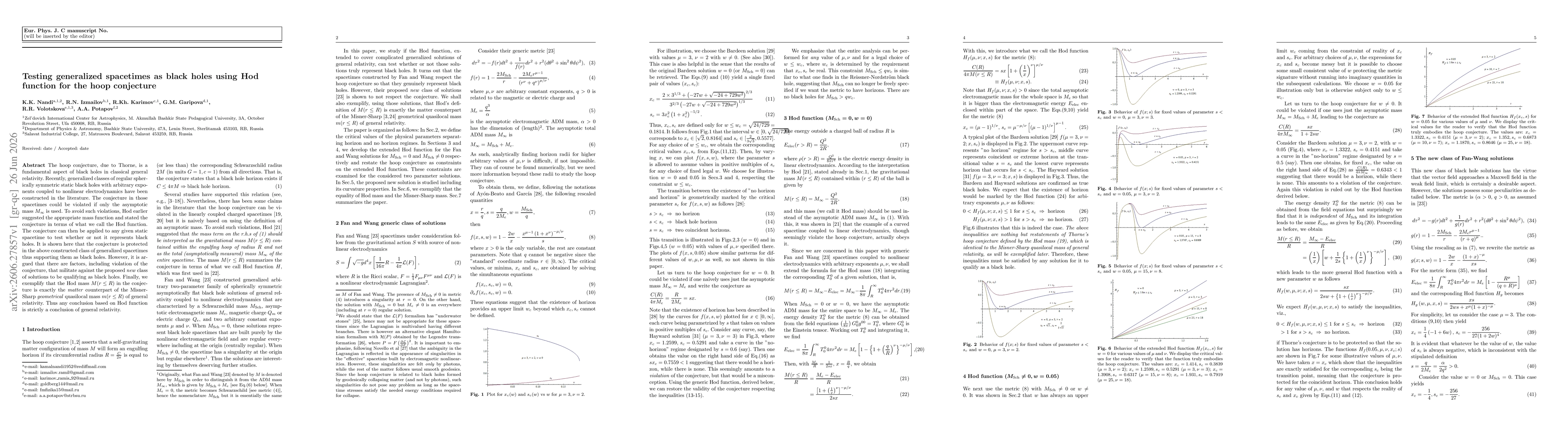 Thumbnail for Testing generalized spacetimes for black holes using the Hod function representation of the hoop conjecture