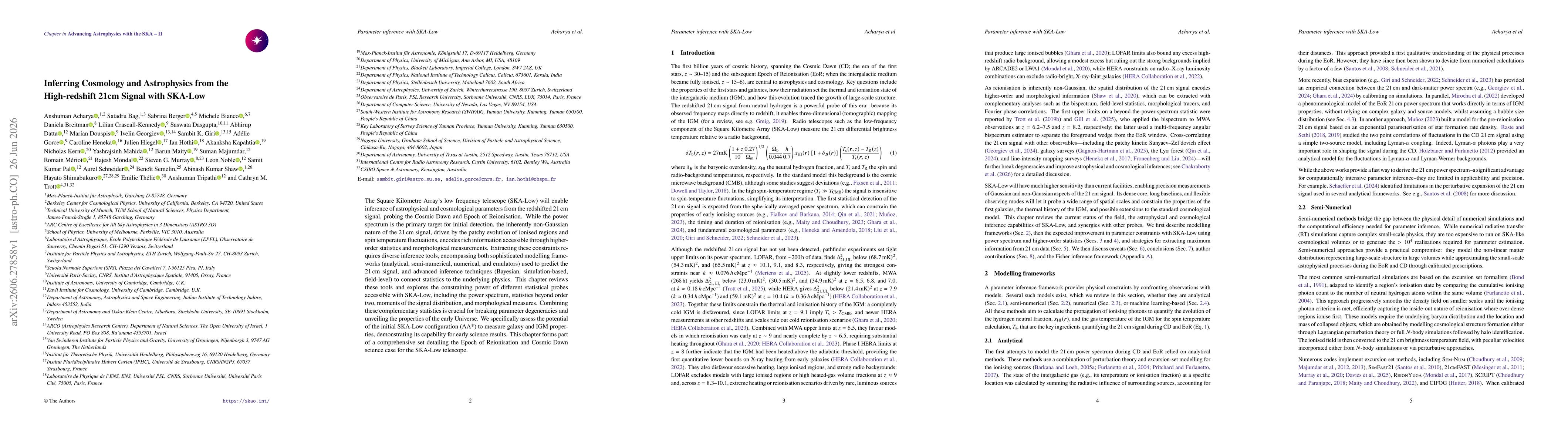 Thumbnail for Inferring Cosmology and Astrophysics from the High-redshift 21cm Signal with SKA-Low