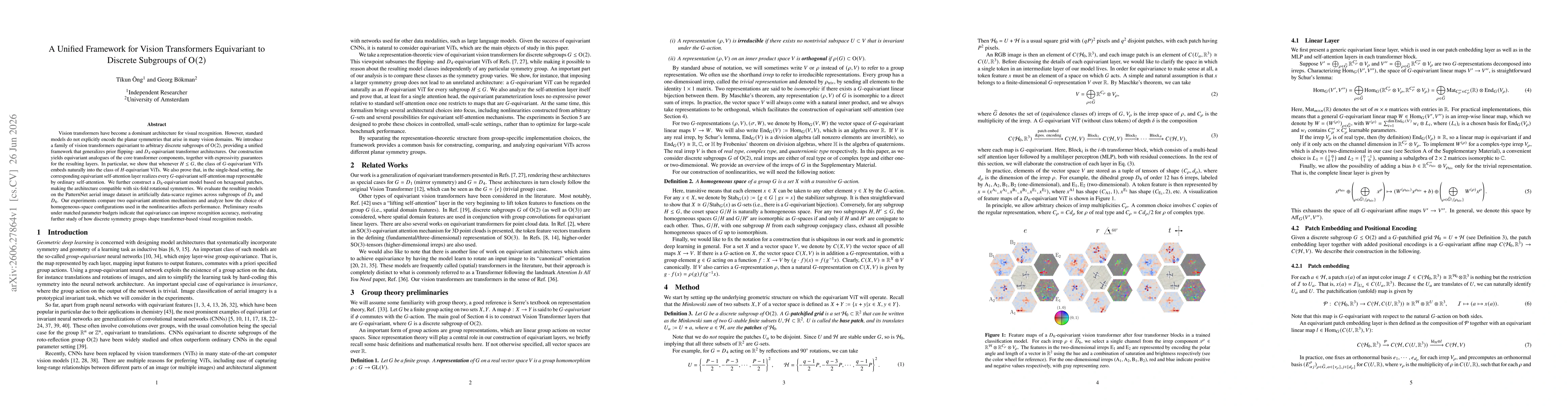 Thumbnail for A Unified Framework for Vision Transformers Equivariant to Discrete Subgroups of $\mathrm{O}(2)$