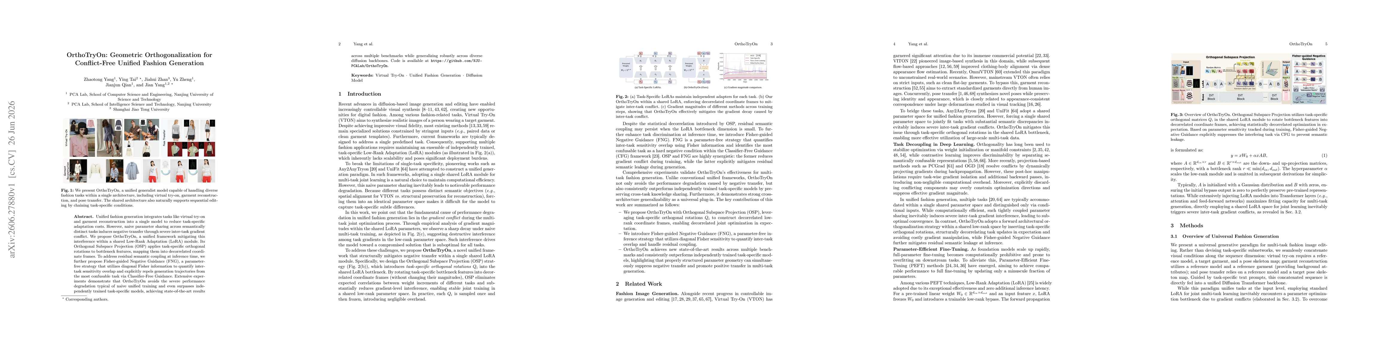 Thumbnail for OrthoTryOn: Geometric Orthogonalization for Conflict-Free Unified Fashion Generation
