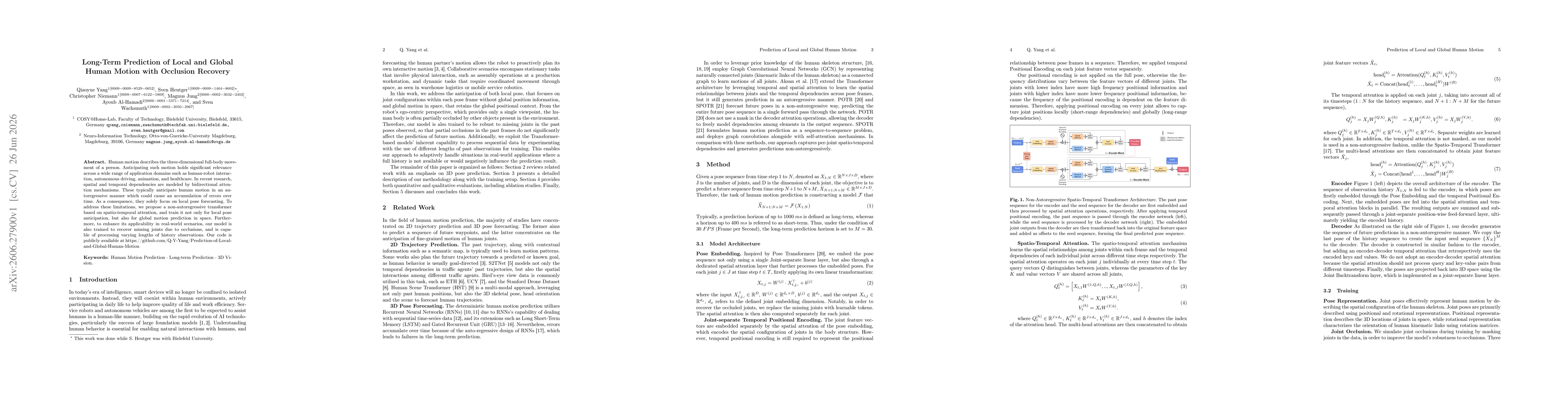 Thumbnail for Long-Term Prediction of Local and Global Human Motion with Occlusion Recovery