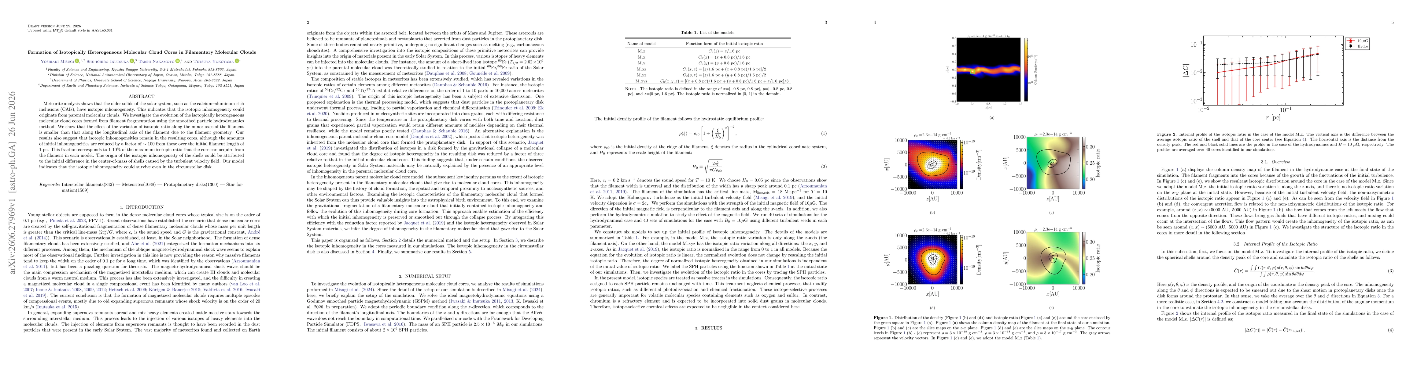 Thumbnail for Formation of Isotopically Heterogeneous Molecular Cloud Cores in Filamentary Molecular Clouds