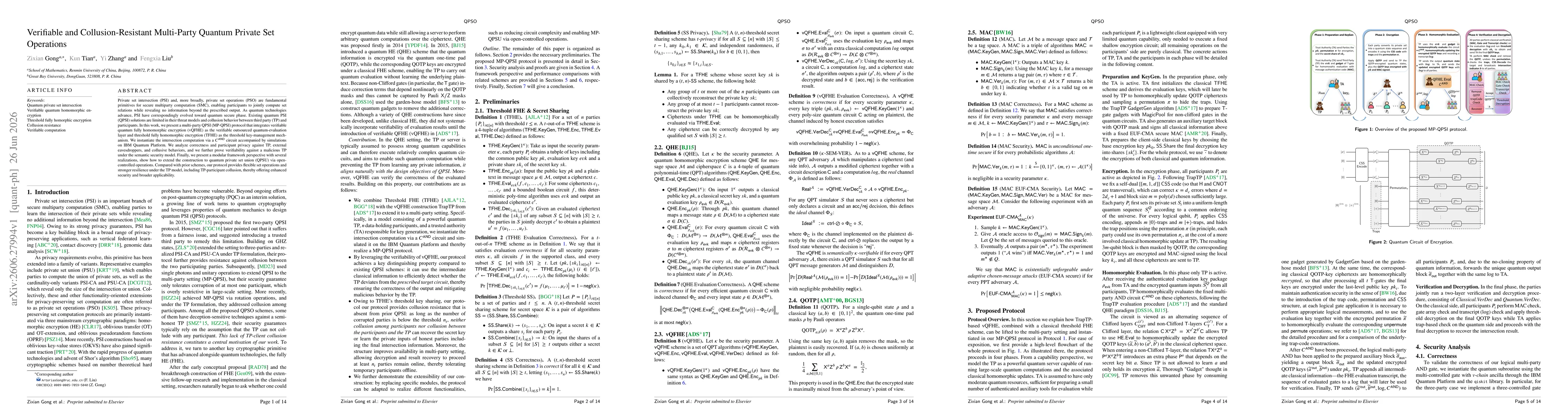 Thumbnail for Verifiable and Collusion-Resistant Multi-Party Quantum Private Set Operations