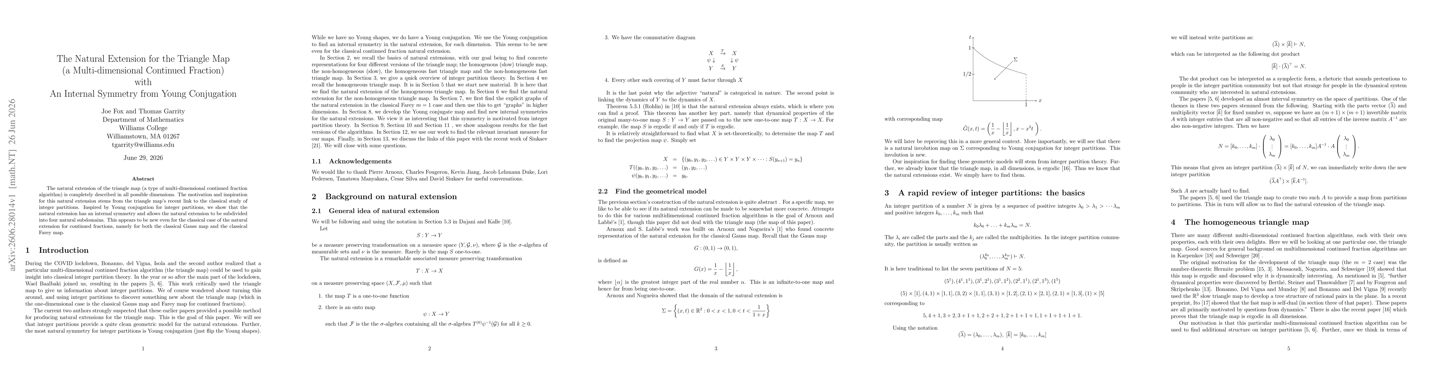 Thumbnail for The Natural Extension for the Triangle Map (a Multi-dimensional Continued Fraction) with An Internal Symmetry from Young Conjugation