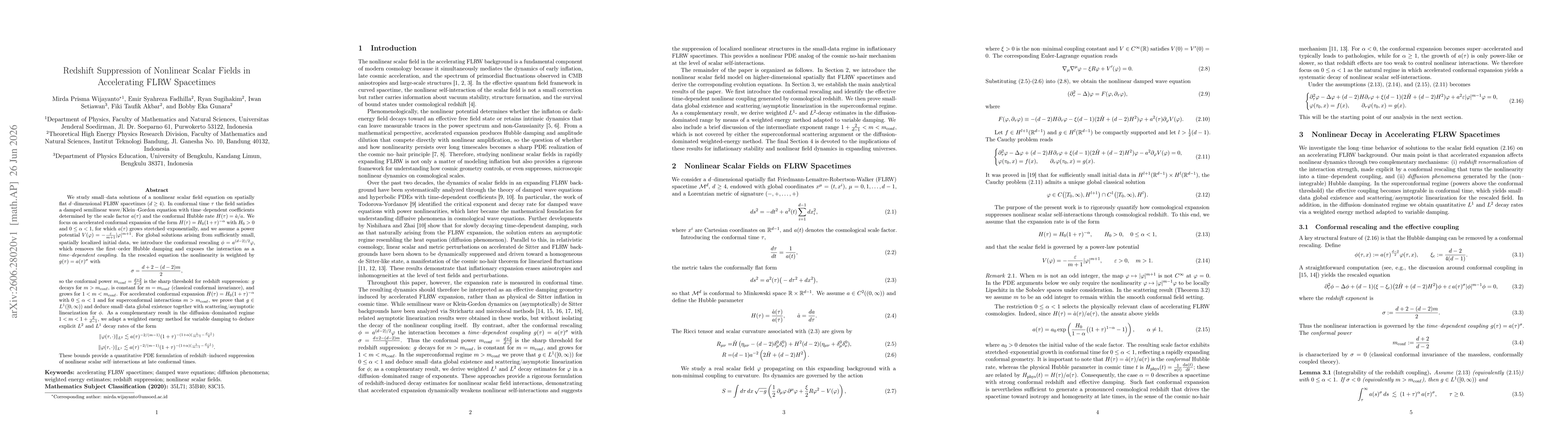 Thumbnail for Redshift Suppression of Nonlinear Scalar Fields in Accelerating FLRW Spacetimes